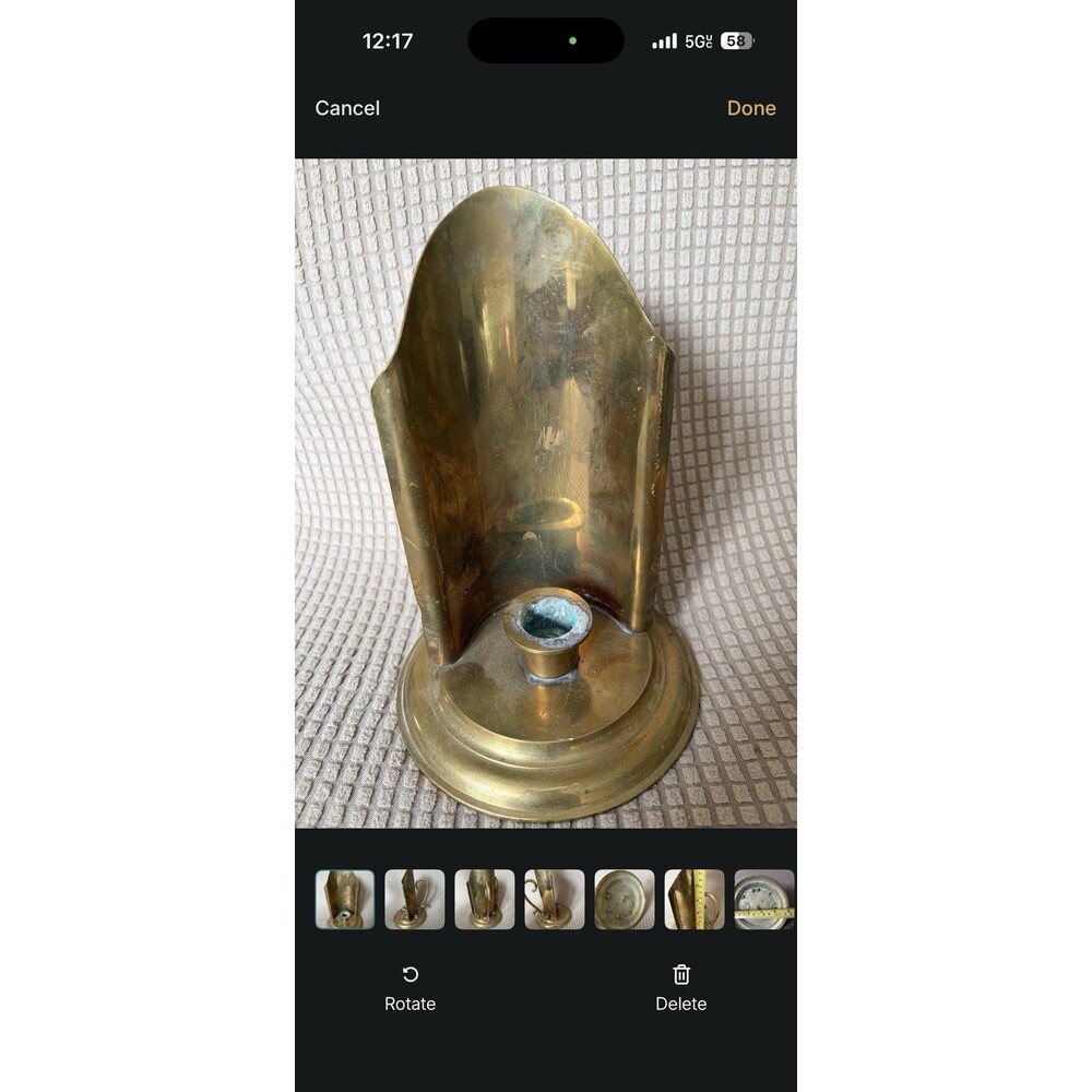 Vintage Brass Colonial Chamberstick Candle Holder Reflector Shield Wall Sconce